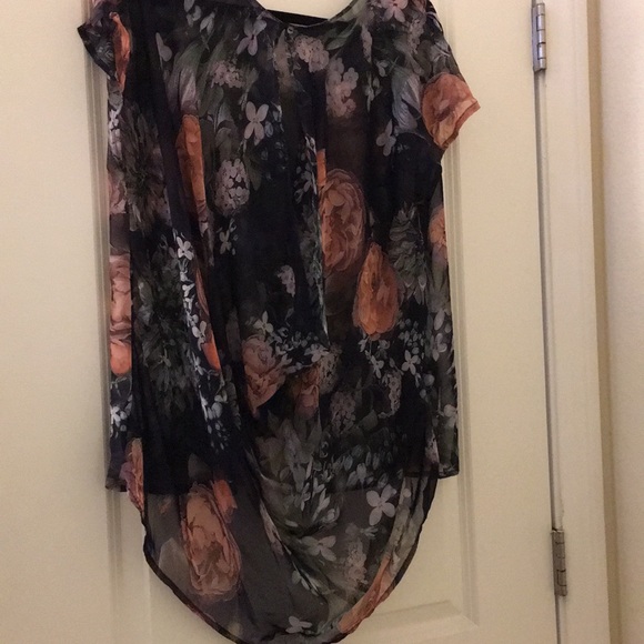 Floral sheer hi-low top - Picture 2 of 3